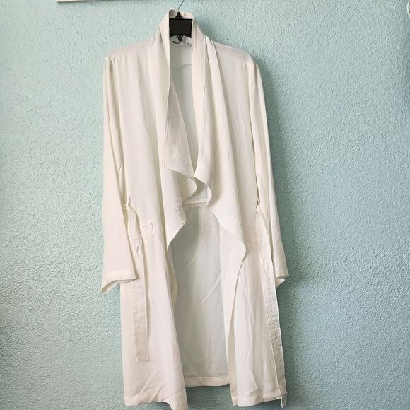 CAPSULE side pockets tie belt collar cascade side slit duster cardigan - Picture 16 of 16